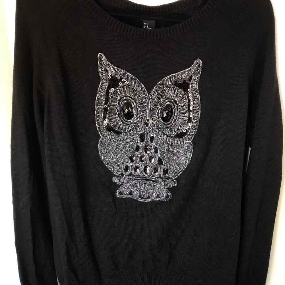 H&M Black knit Sweater With Large Owl